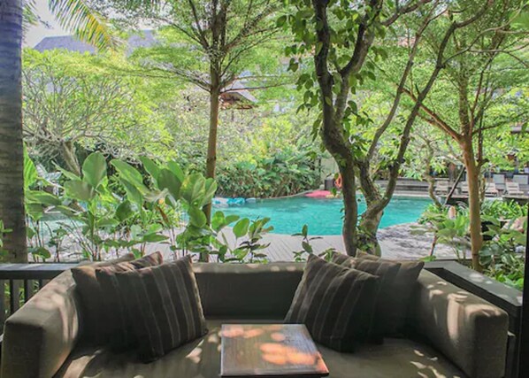 Honeymoon Suite, Pool View | Balcony view