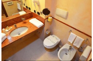 Free toiletries, hair dryer, bathrobes, bidet