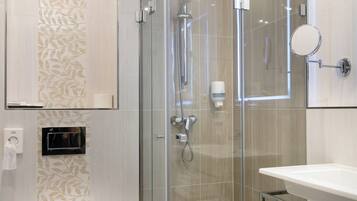 Shower, free toiletries, hair dryer, bathrobes