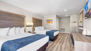 Room, 2 Queen Beds, Non Smoking | Desk, iron/ironing board, free WiFi, bed sheets