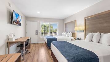 Room, 2 Queen Beds, Non Smoking | Desk, iron/ironing board, free WiFi, bed sheets