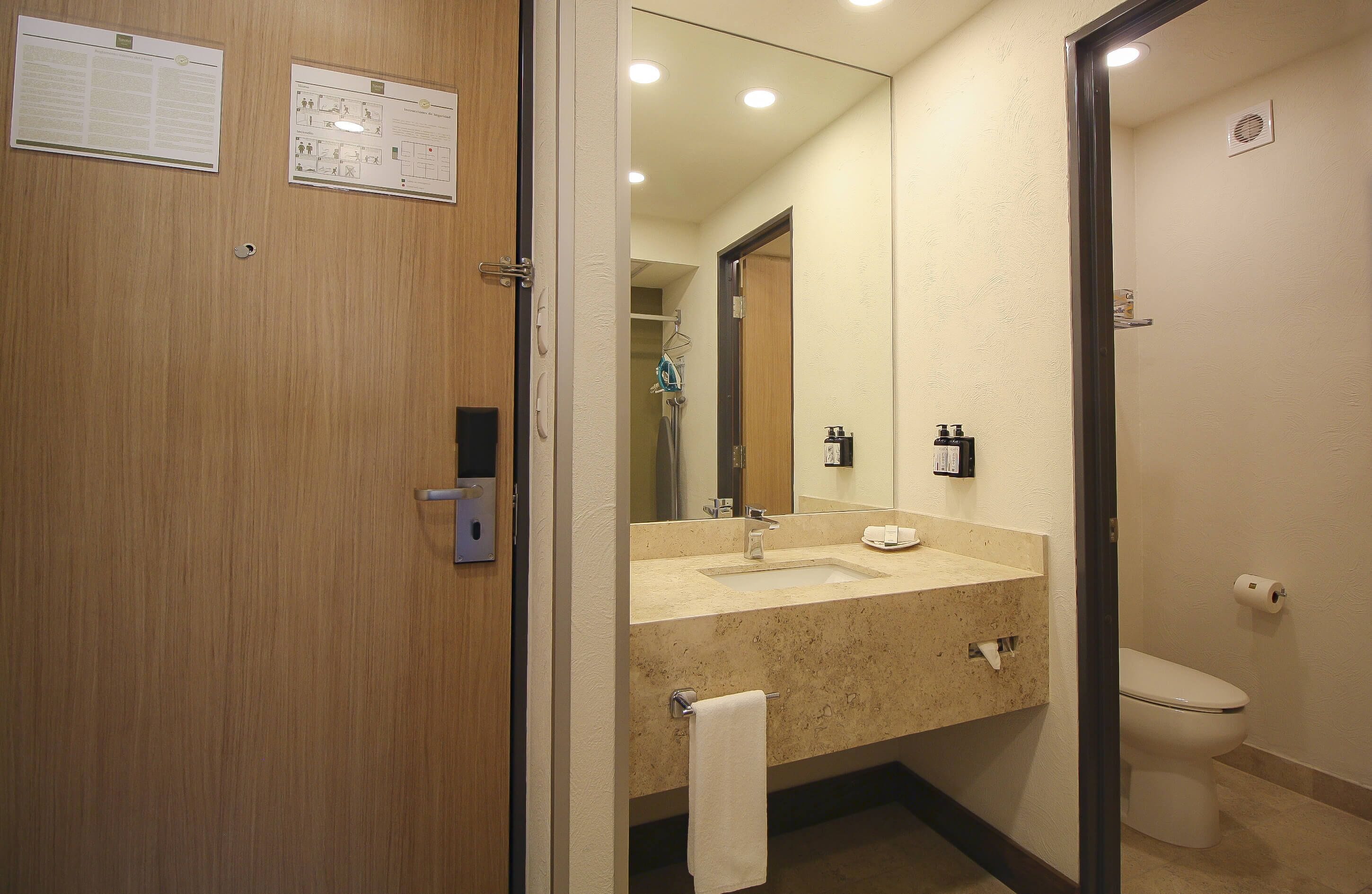 standard room two double beds | bathroom | shower, free toiletries, hair dryer, towels