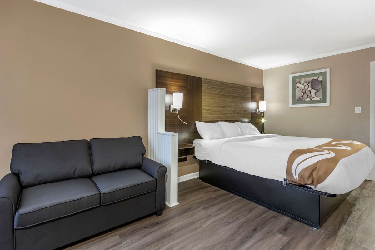 Suite, 1 cama King size, para no fumadores | Muebles diferentes, escritorio y espacio para trabajar con laptop