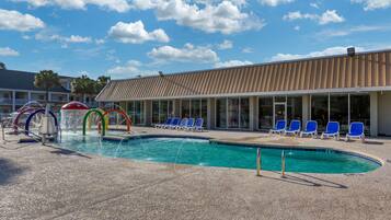 Seasonal outdoor pool, open 9:00 AM to 10:00 PM, pool umbrellas