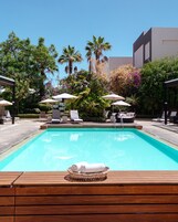 Outdoor pool, sun loungers