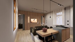 プレミアム アパートメント 1 ベッドルーム 別館 | リビング エリア