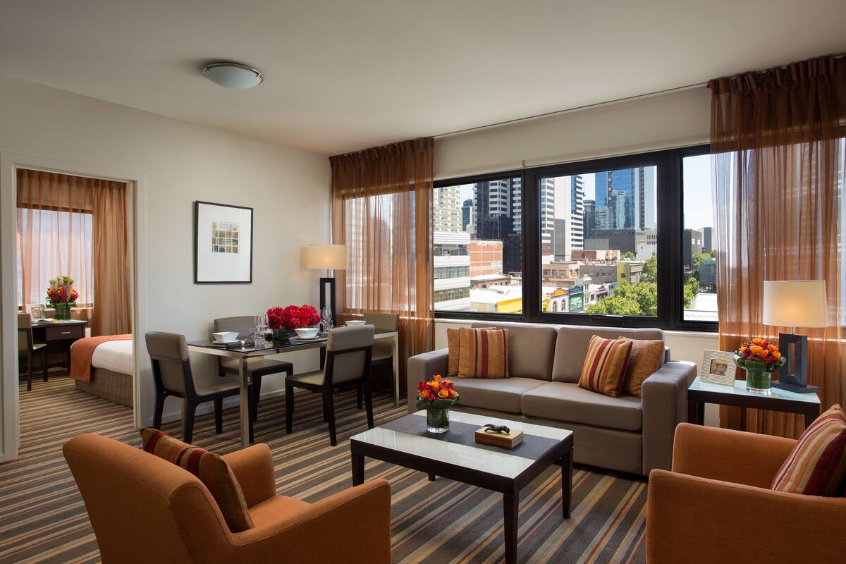 In-room safe, desk, laptop workspace, blackout curtains