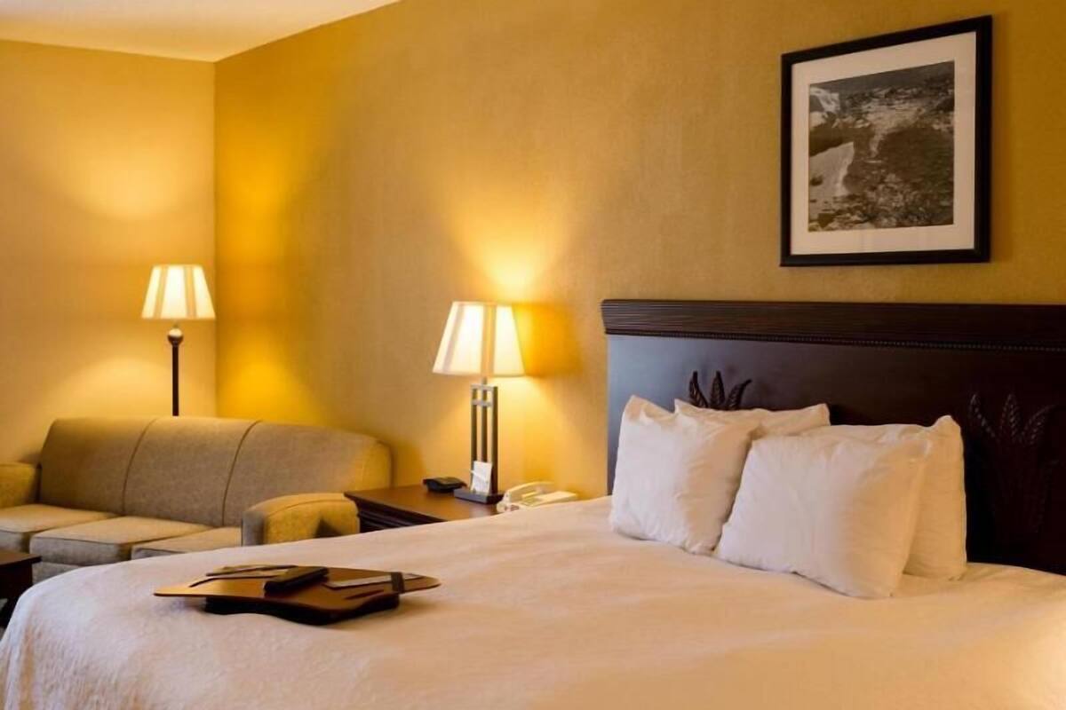 In-room safe, desk, laptop workspace, blackout curtains