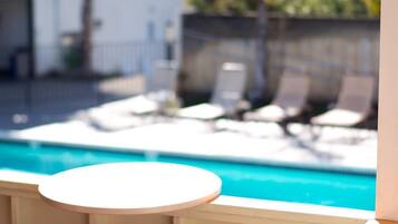 Outdoor pool, pool loungers