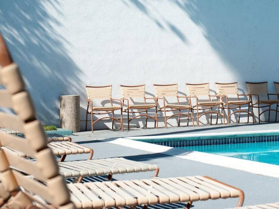 Outdoor pool, pool loungers