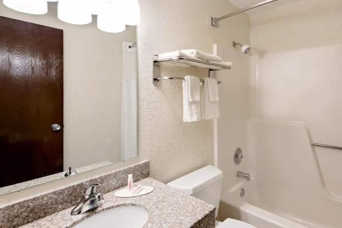 Bathroom | Combined shower/tub, free toiletries, hair dryer, towels