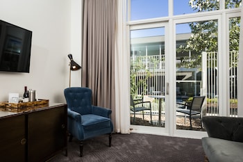 Hotel room view looking out at Hotel Ella