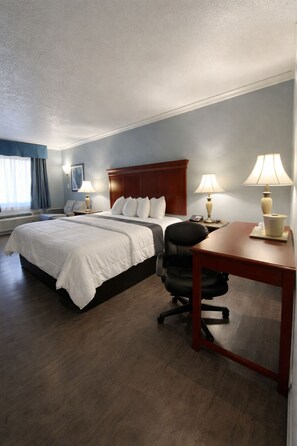 Desk, blackout drapes, iron/ironing board, free WiFi