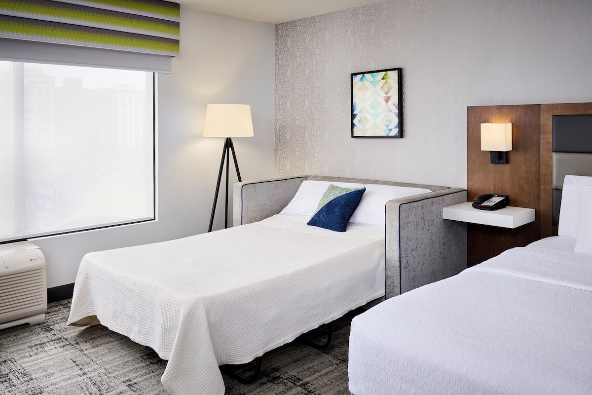 Desk, blackout drapes, iron/ironing board, free WiFi