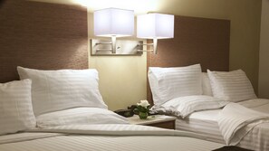 Premium bedding, Select Comfort beds, desk, blackout curtains