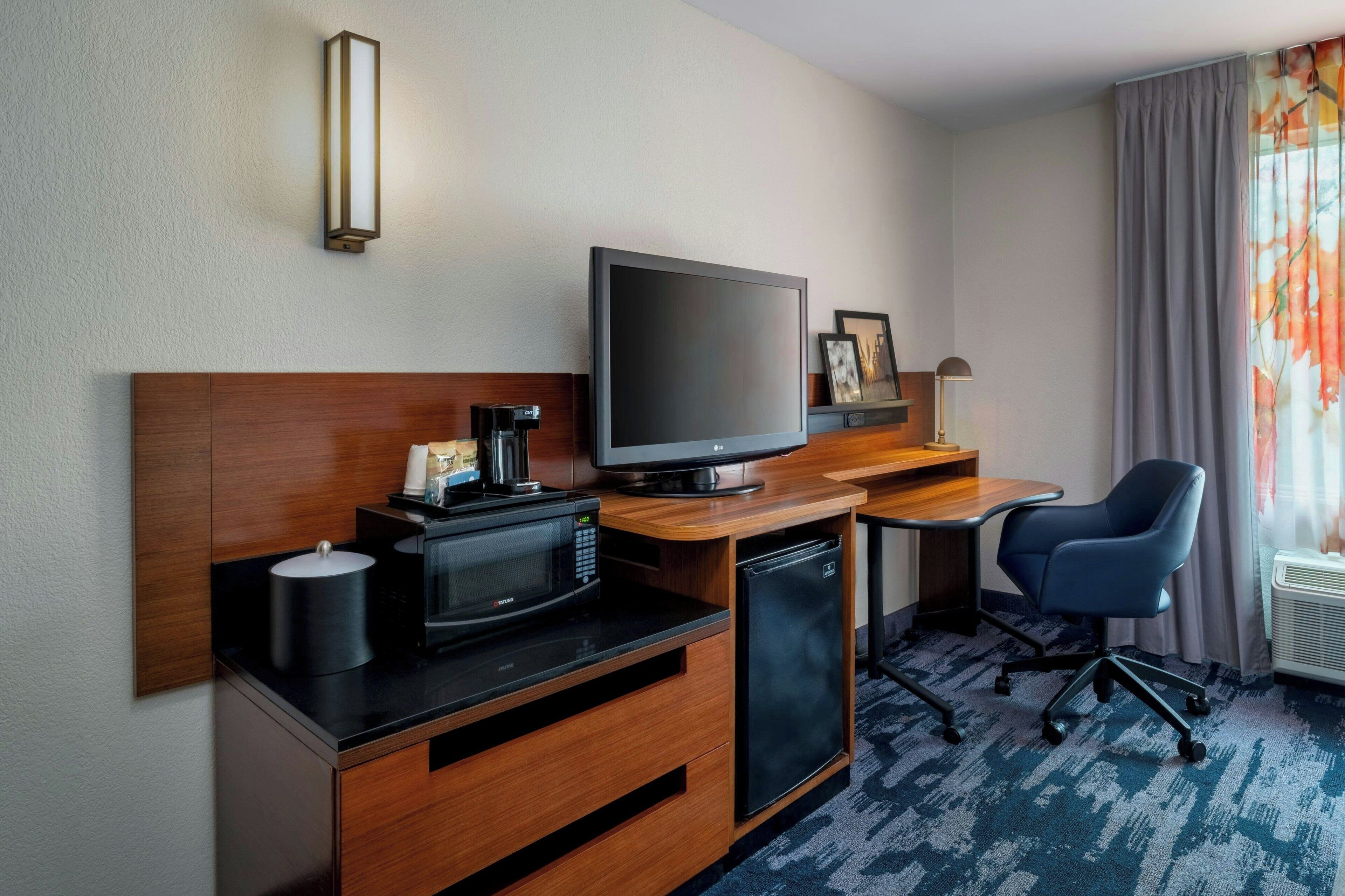 premium bedding, desk, blackout curtains, soundproofing