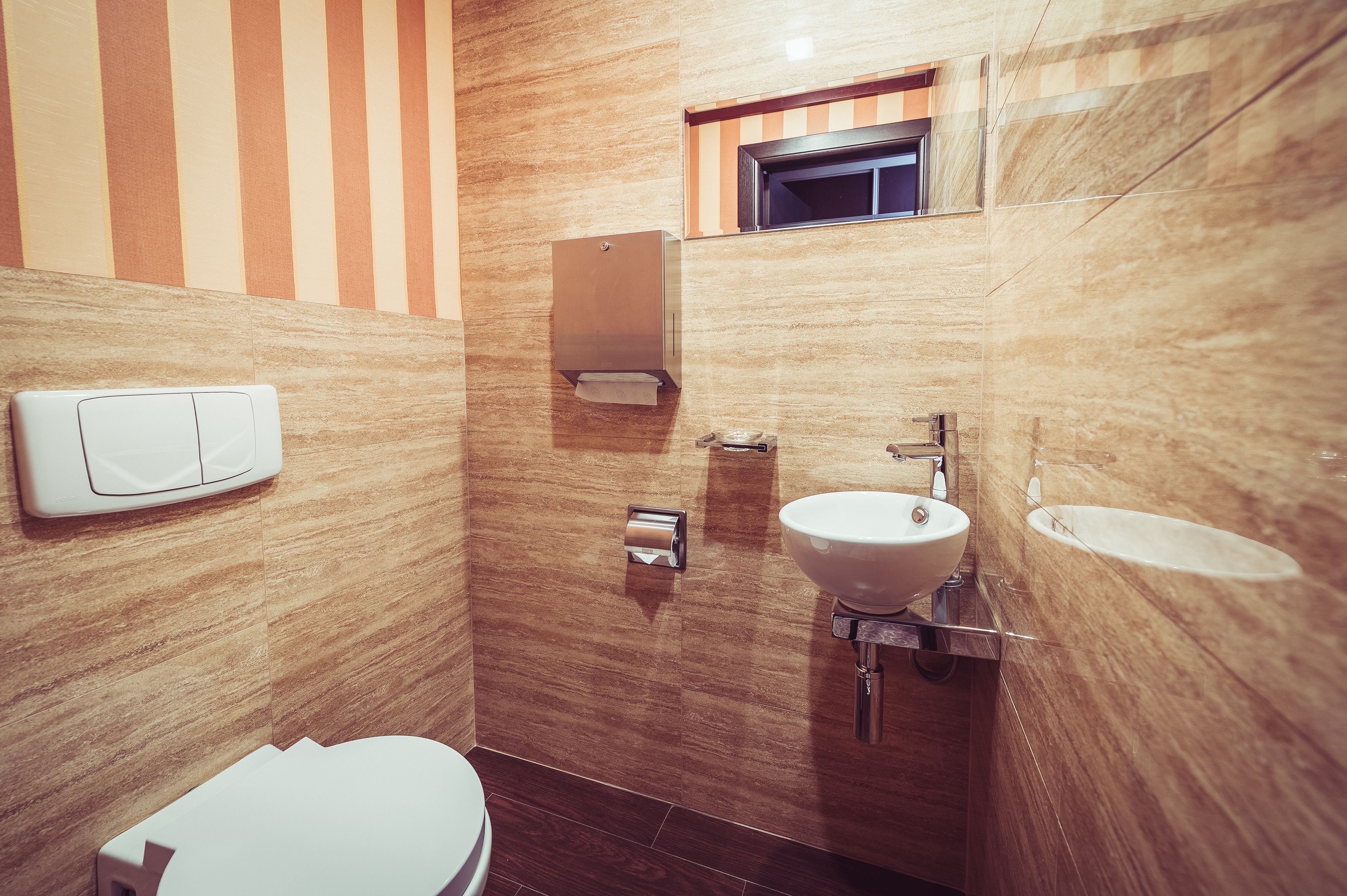 rainfall showerhead, eco-friendly toiletries, hair dryer, slippers