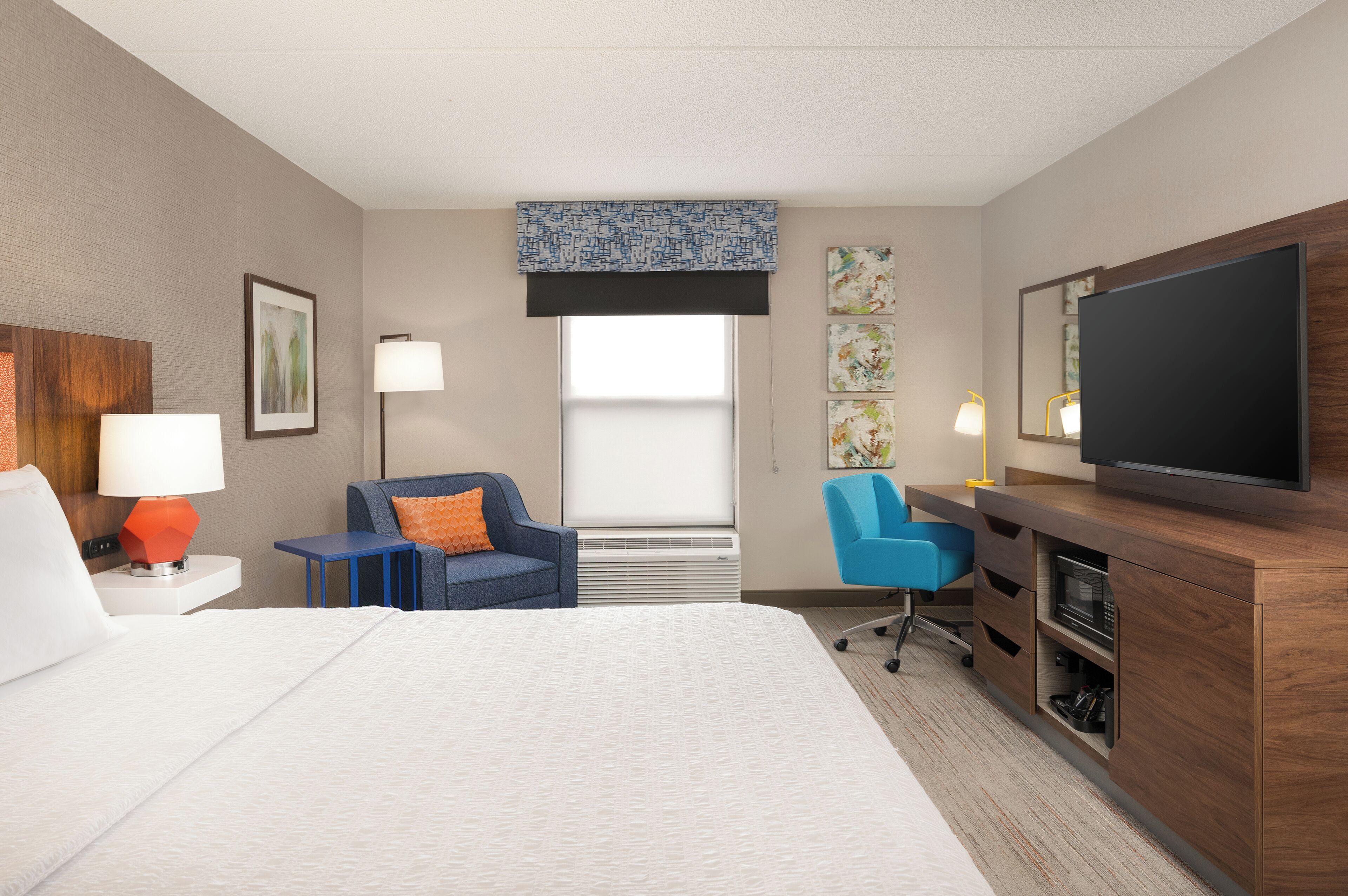 desk, blackout curtains, iron/ironing board, free wifi