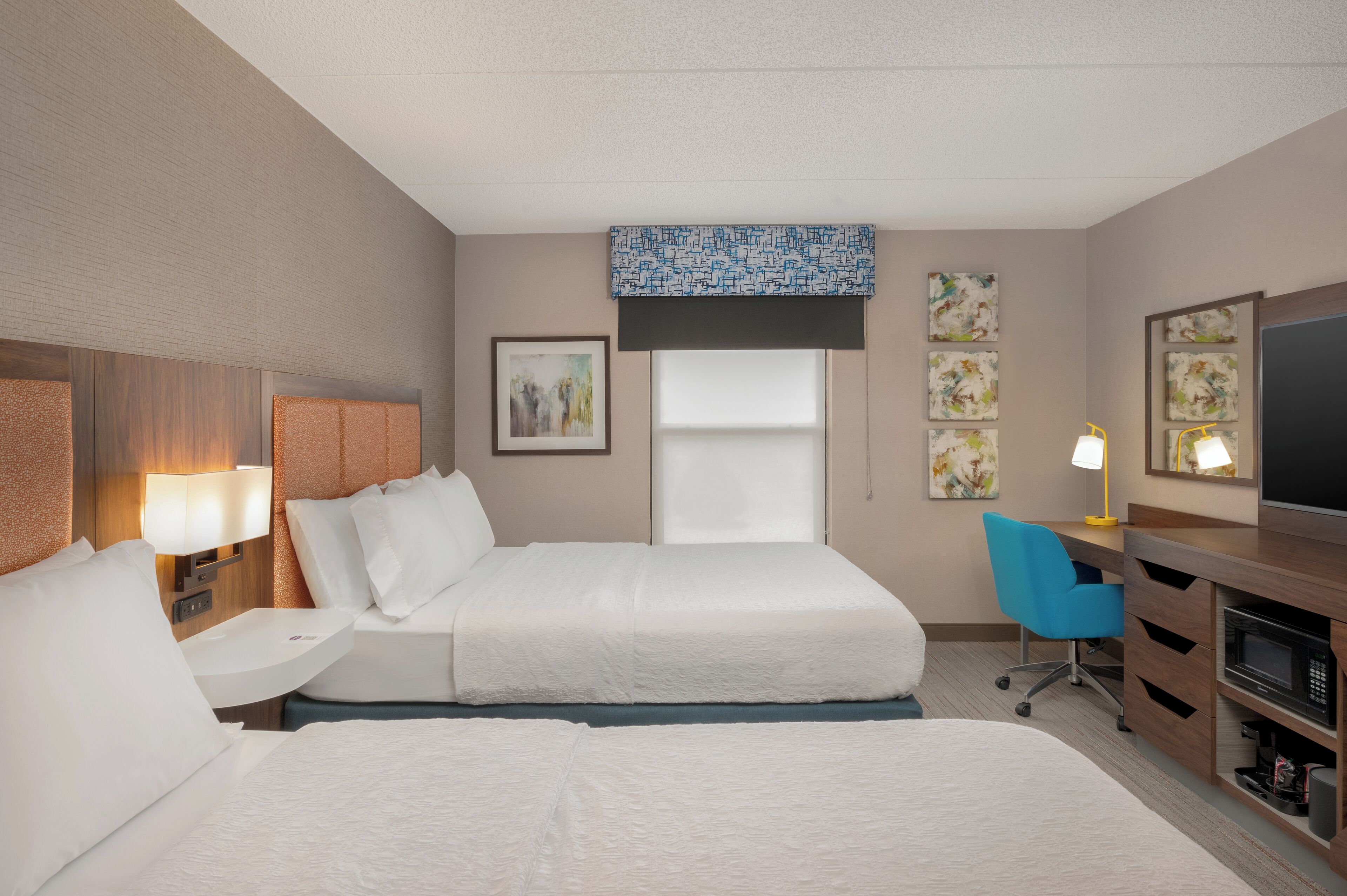 two queen beds non smoking | desk, blackout curtains, iron/ironing board, free wifi