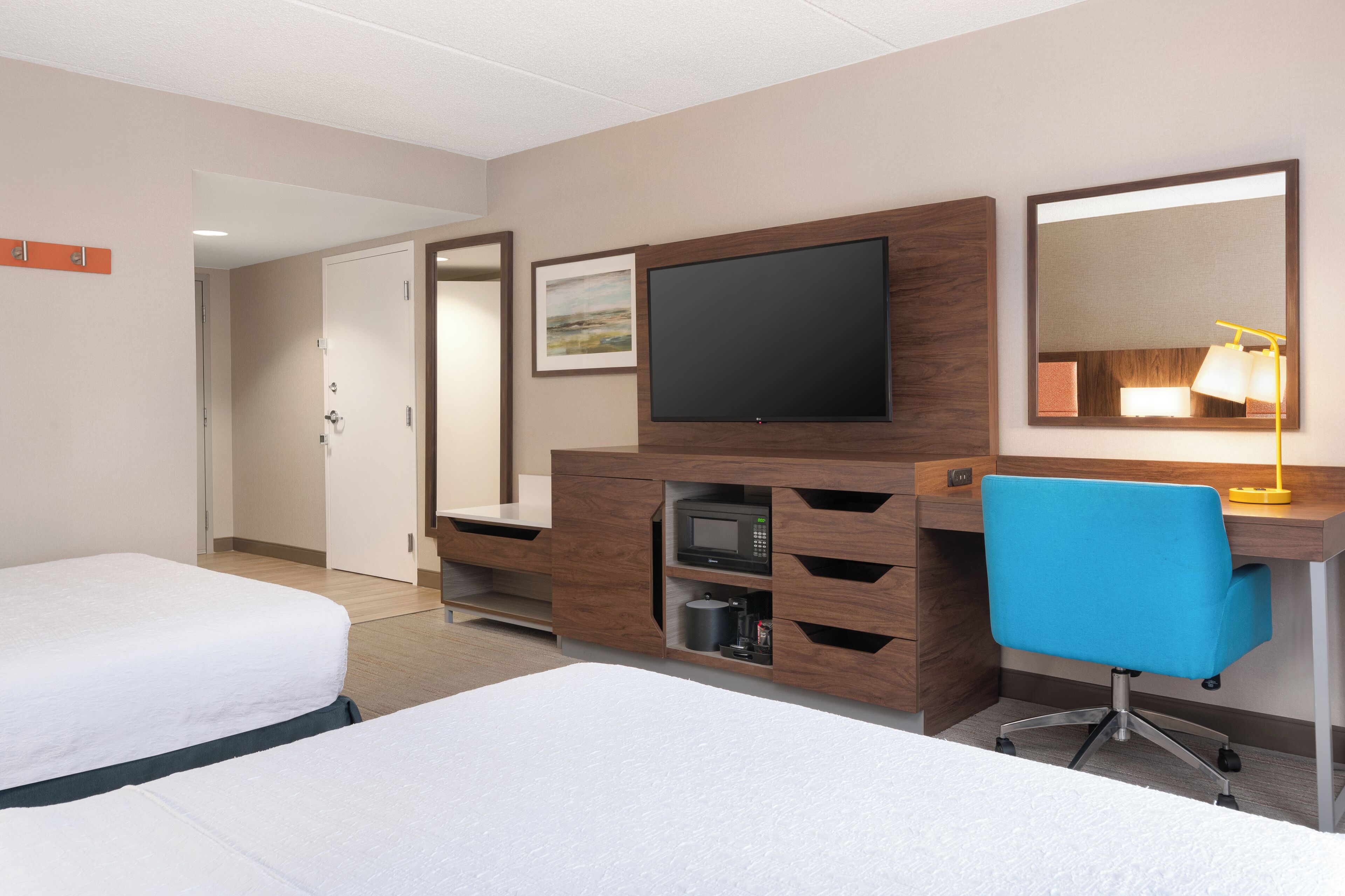 desk, blackout curtains, iron/ironing board, free wifi