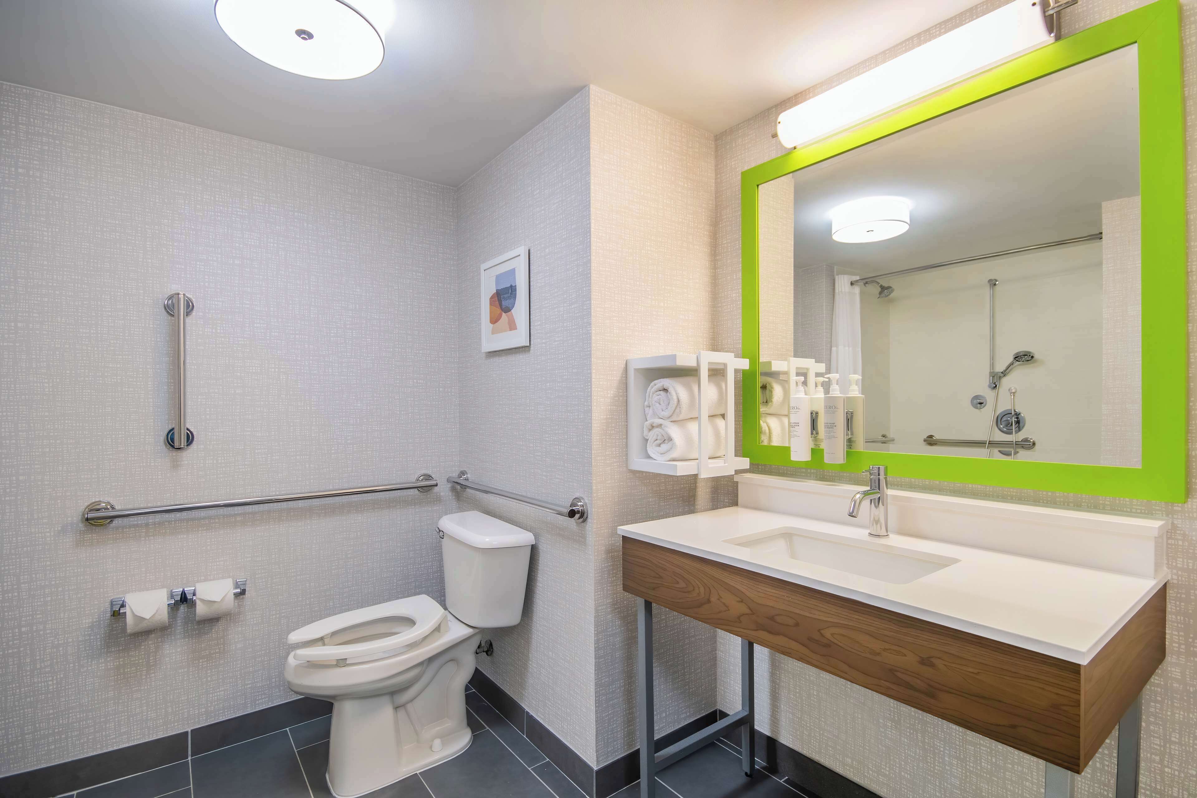 free toiletries, hair dryer, towels