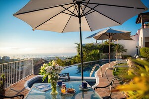 Outdoor pool, sun loungers