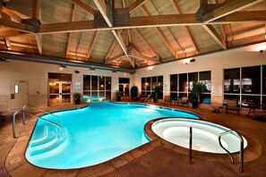 Indoor pool, outdoor pool, pool loungers