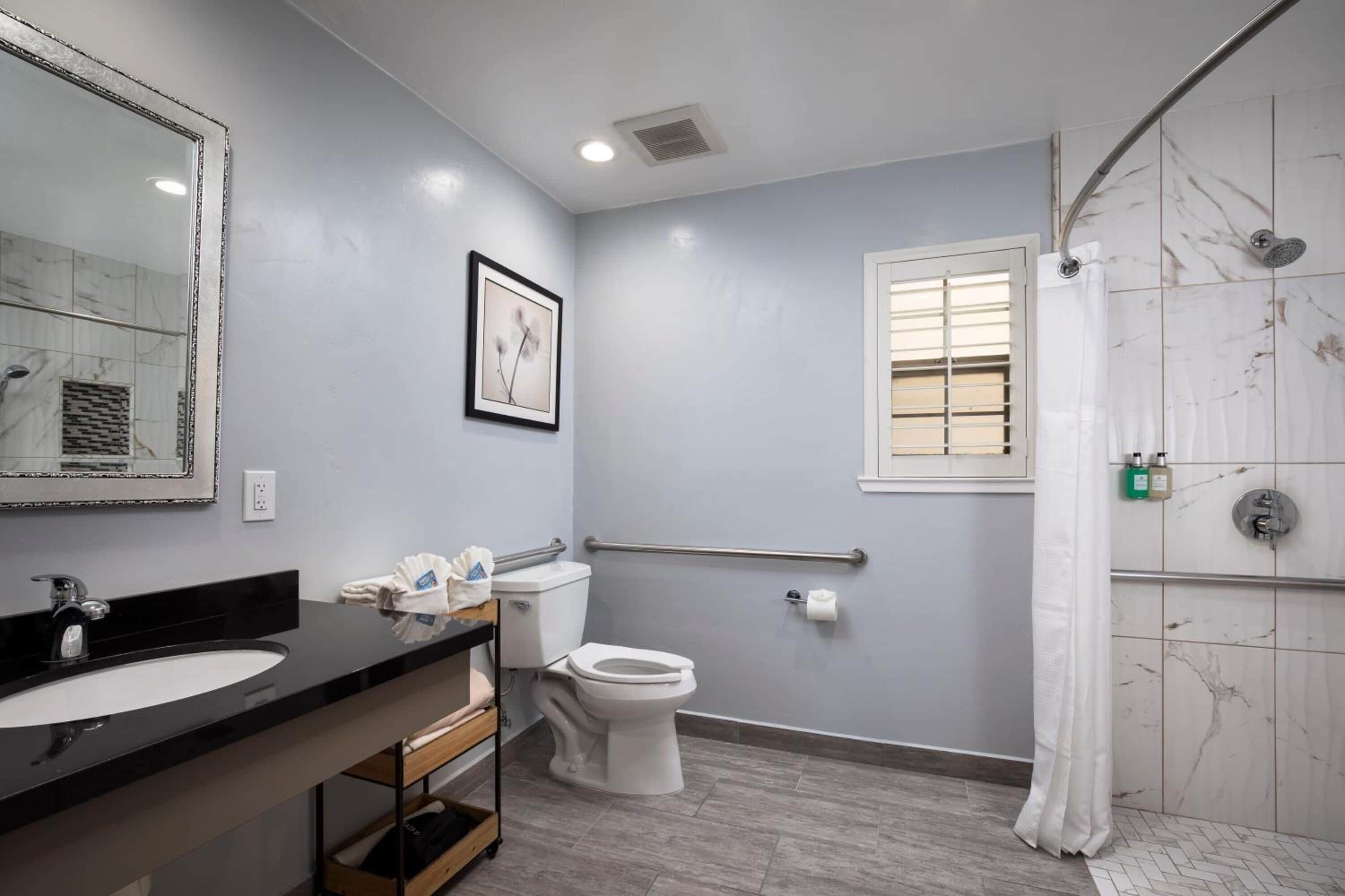 free toiletries, hair dryer, dressing gowns, towels