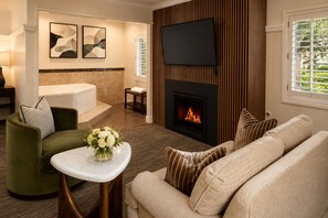 Premium Studio, 1 King Bed, Non Smoking, Jetted Tub | Living area | 50-inch flat-screen TV with satellite channels, fireplace, Netflix - Wayside Inn (Carmel)