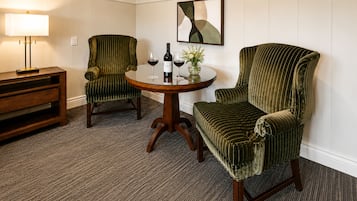 Premium bedding, pillowtop beds, desk, laptop workspace