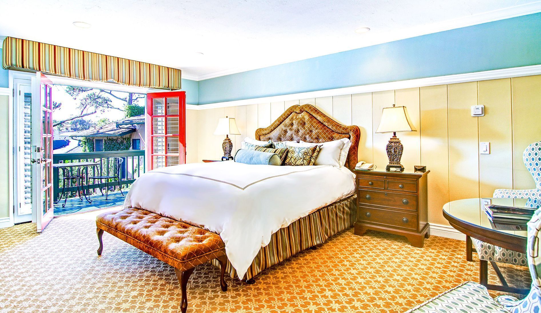Premium bedding, pillowtop beds, desk, laptop workspace