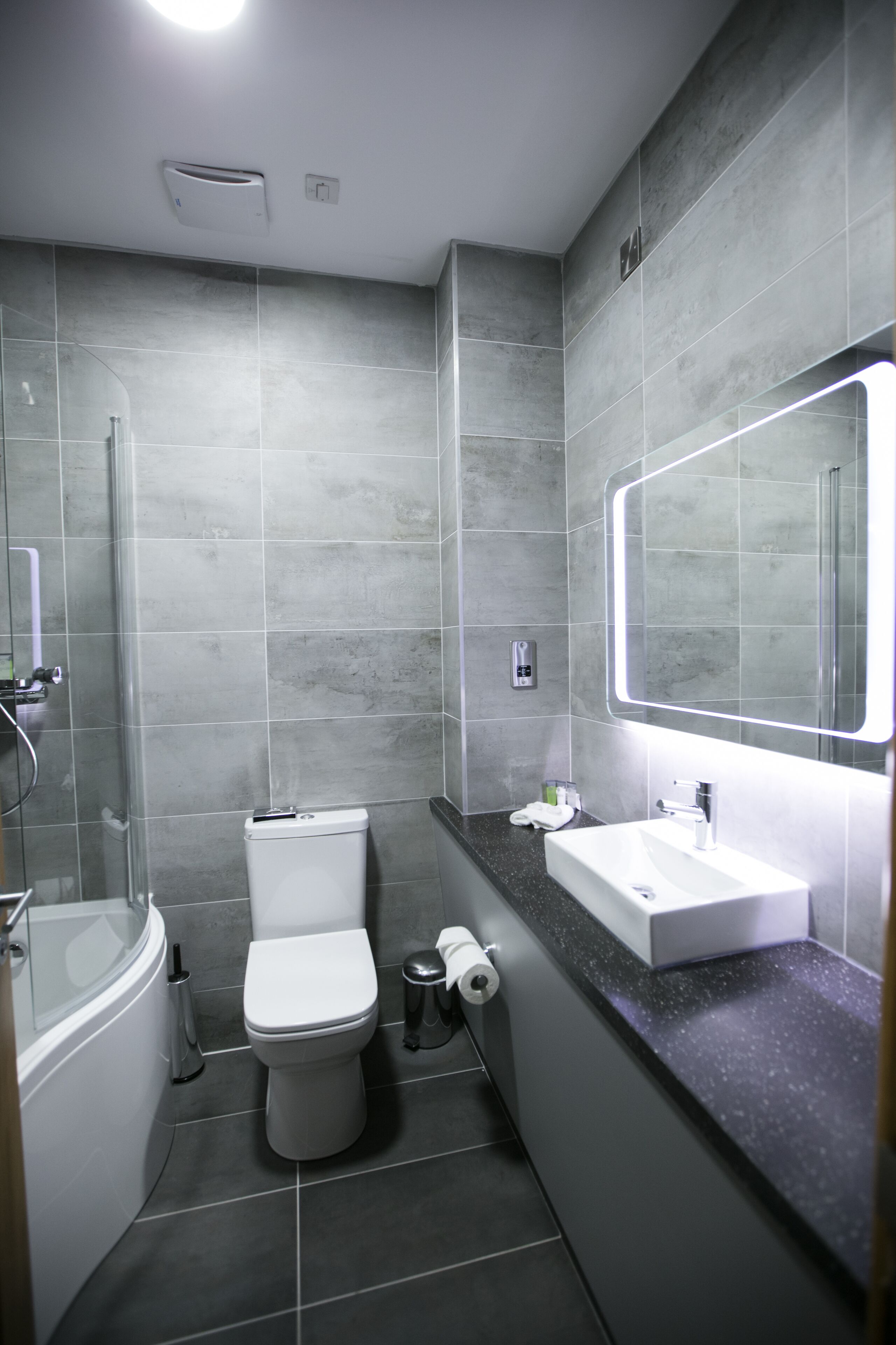 free toiletries, hair dryer, towels