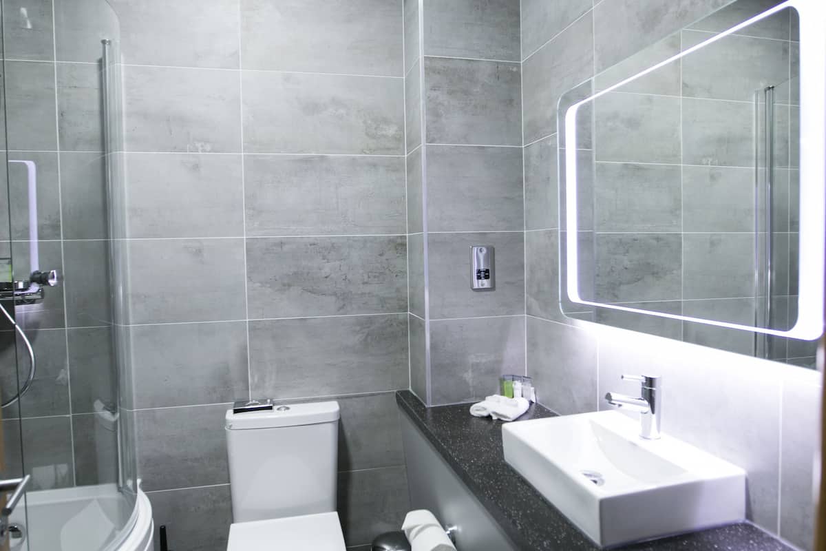 free toiletries, hair dryer, towels