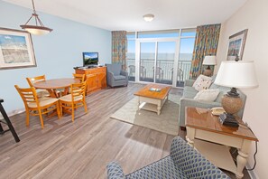 South Oceanfront 1 Bedroom Deluxe | Living area | Flat-screen TV