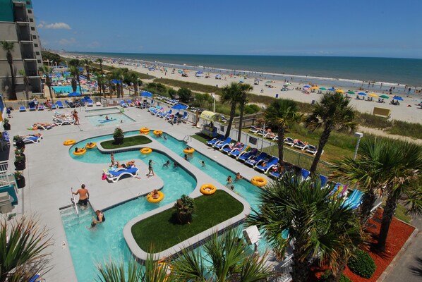 Indoor pool, outdoor pool, sun loungers