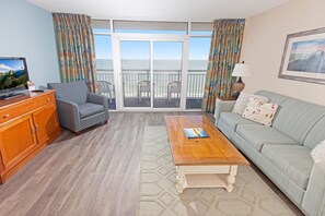 South Oceanfront 1 Bedroom Deluxe | Living area | Flat-screen TV