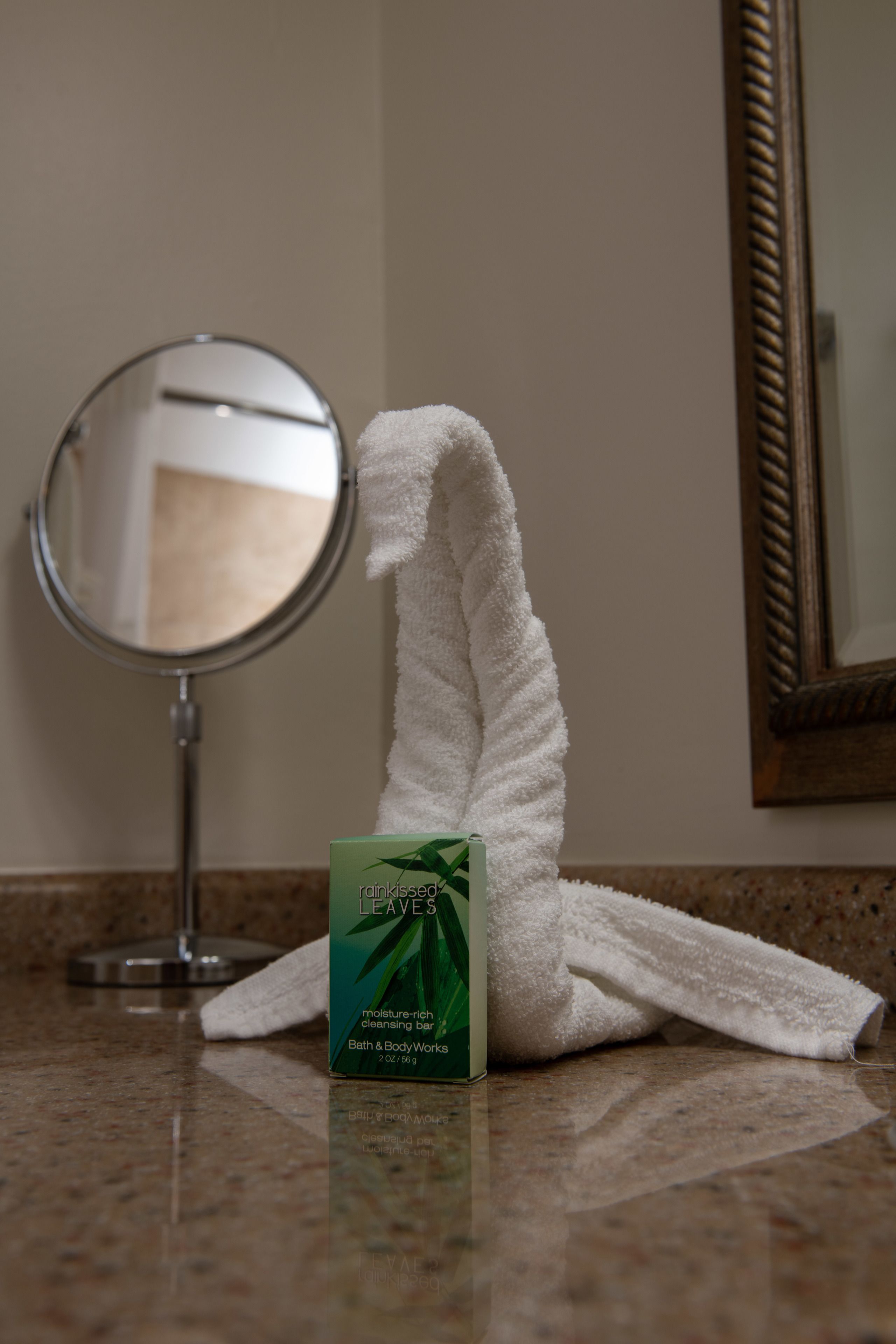 combined shower/bathtub, deep-soaking bathtub, free toiletries