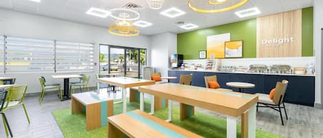 Free daily self-serve breakfast
