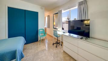 Efficiency Two Double Beds | 1 bedroom, in-room safe, desk, iron/ironing board
