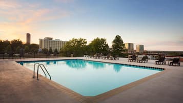 Seasonal outdoor pool, sun loungers