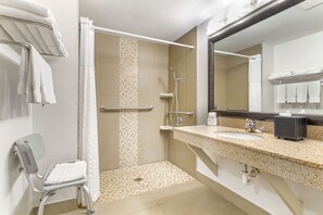 1 King Bed, Nonsmoking, Accessible | Desk, laptop workspace, blackout drapes, iron/ironing board - Comfort Inn Near Six Flags St. Louis (Pacific)