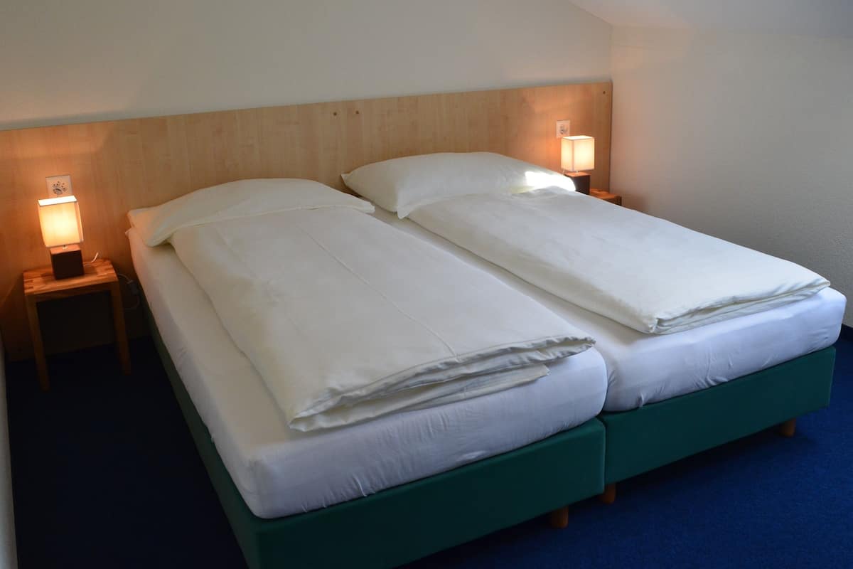 economy double room, shared bathroom | in-room safe, desk, soundproofing, iron/ironing board