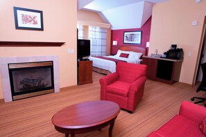 Room, 1 King Bed with Sofa bed, Fireplace | 1 bedroom, in-room safe, desk, iron/ironing board