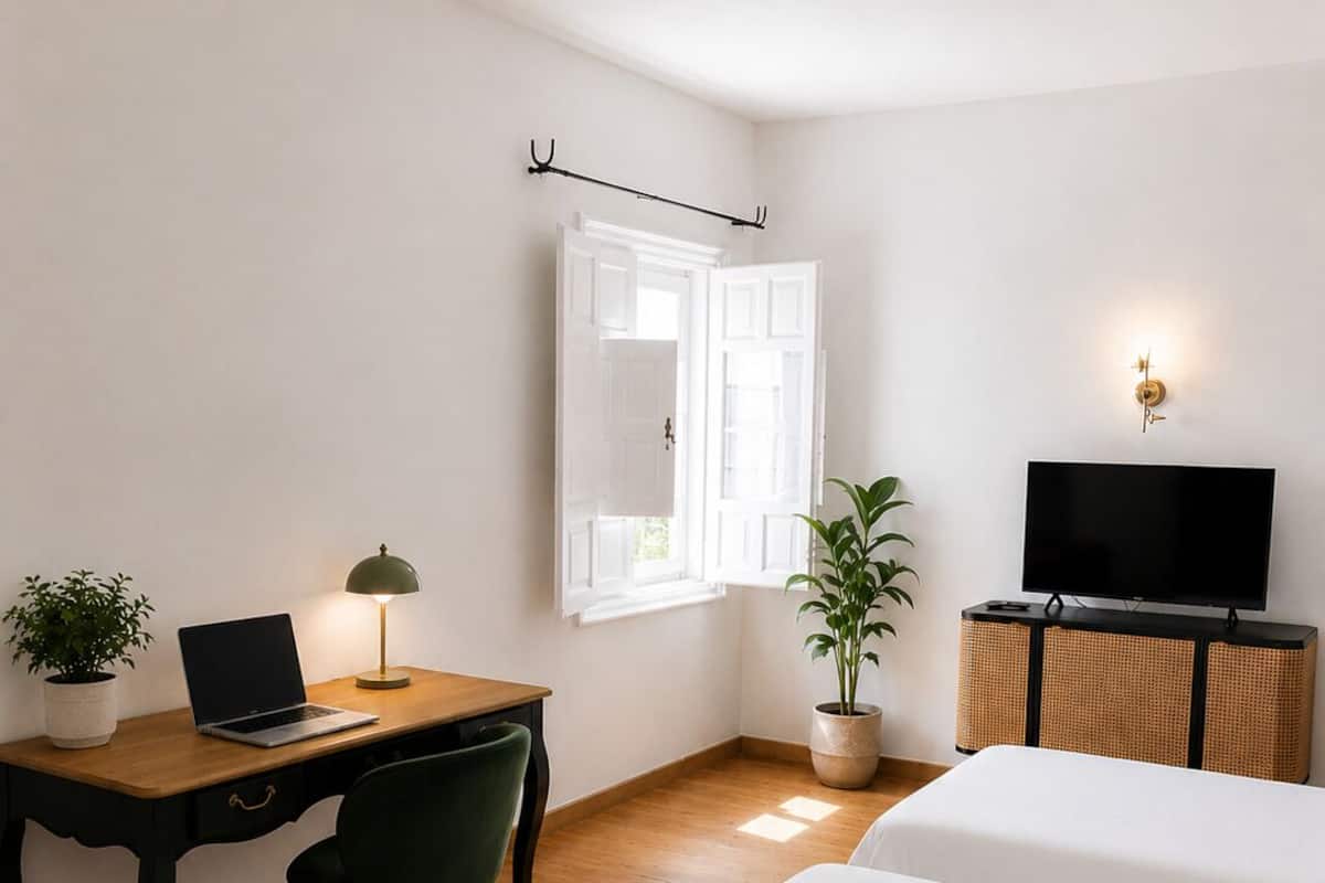 Escritorio, cunas gratuitas, camas extra y wifi gratis