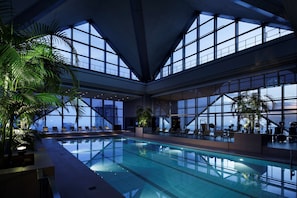 Indoor pool, open 6:00 AM to 10:00 PM, pool loungers