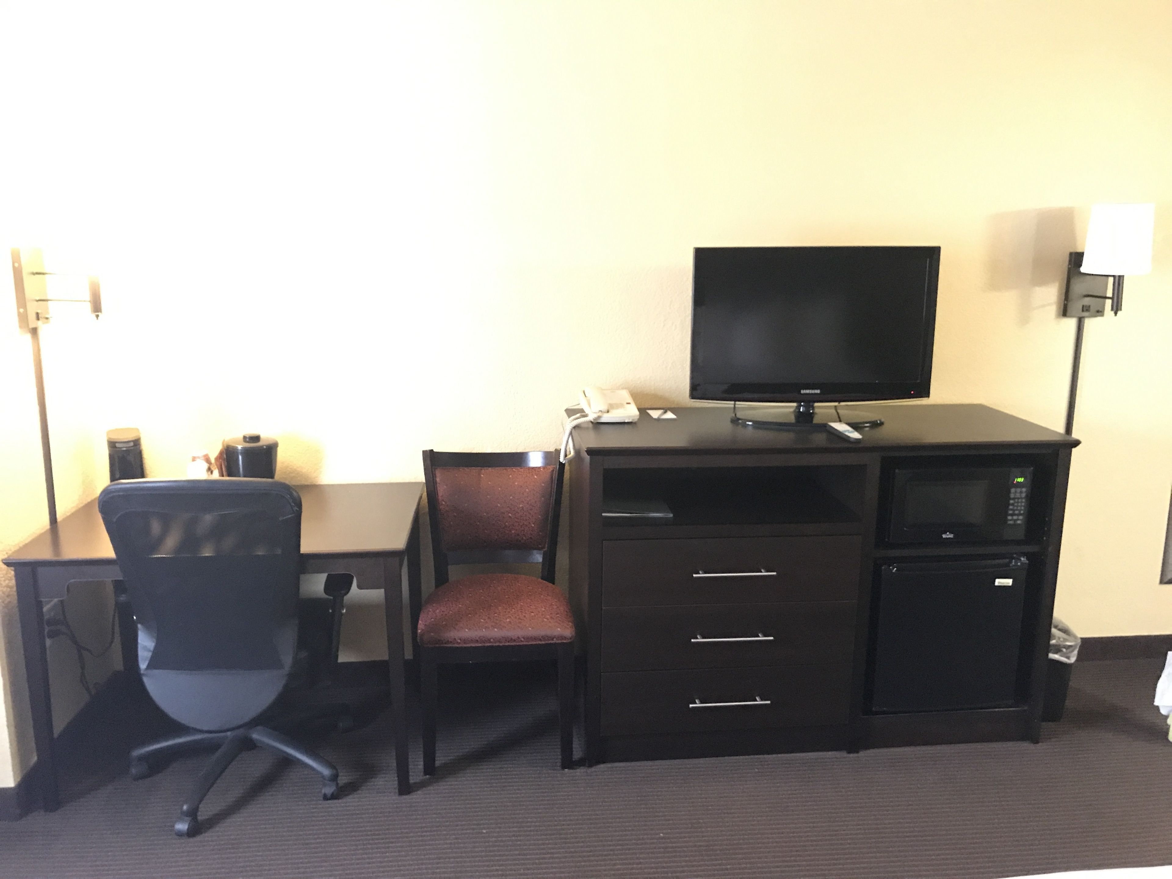 individually furnished, desk, laptop workspace, blackout curtains
