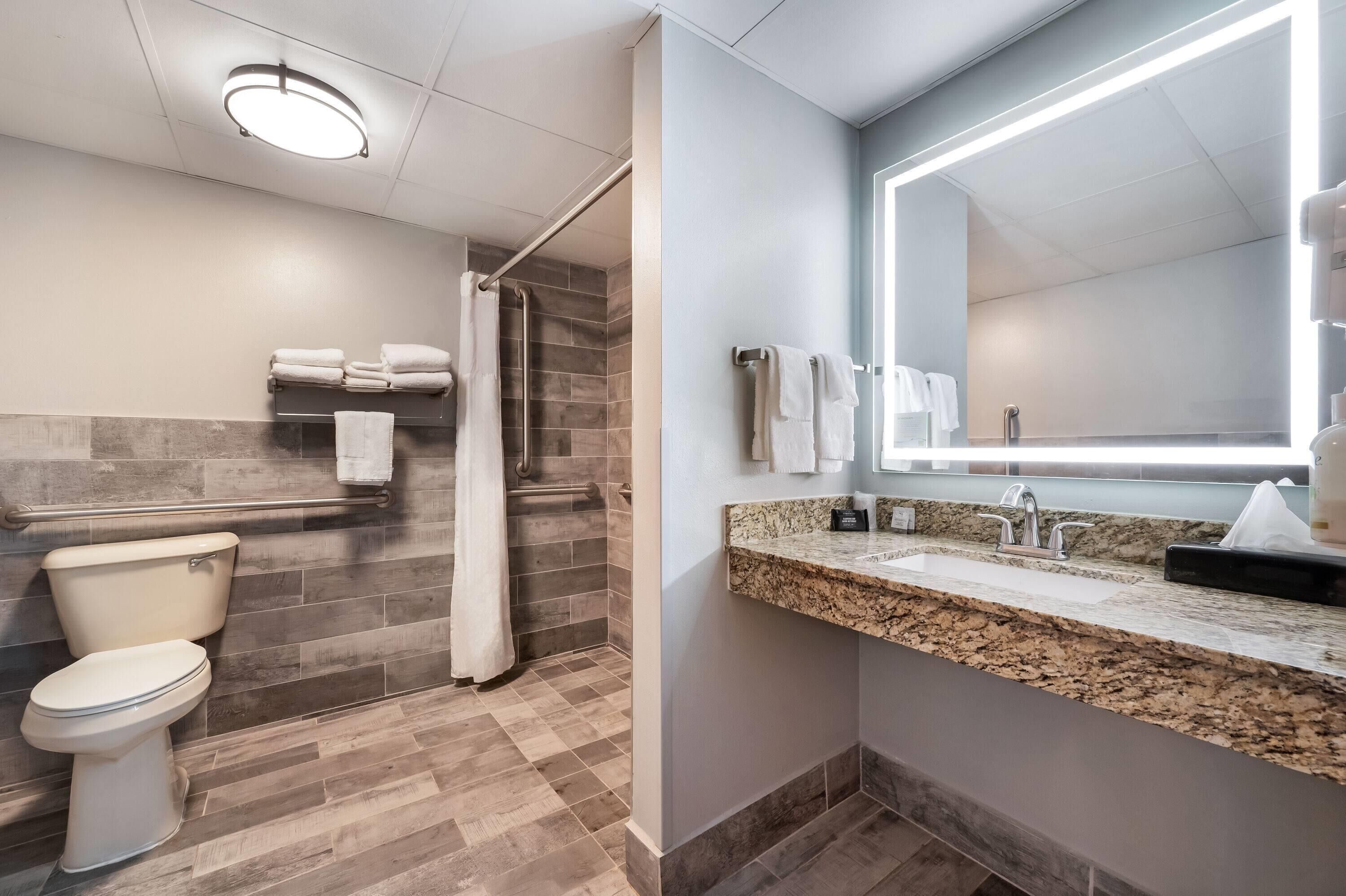 Room, 2 Queen Beds, Accessible, Non Smoking (Mobility, Roll-in Shower) | Accessible bathroom