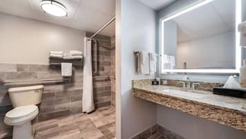 Room, 2 Queen Beds, Accessible, Non Smoking (Mobility, Roll-in Shower) | Accessible bathroom