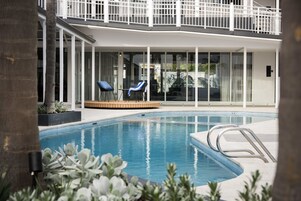 Outdoor pool, free cabanas, pool umbrellas