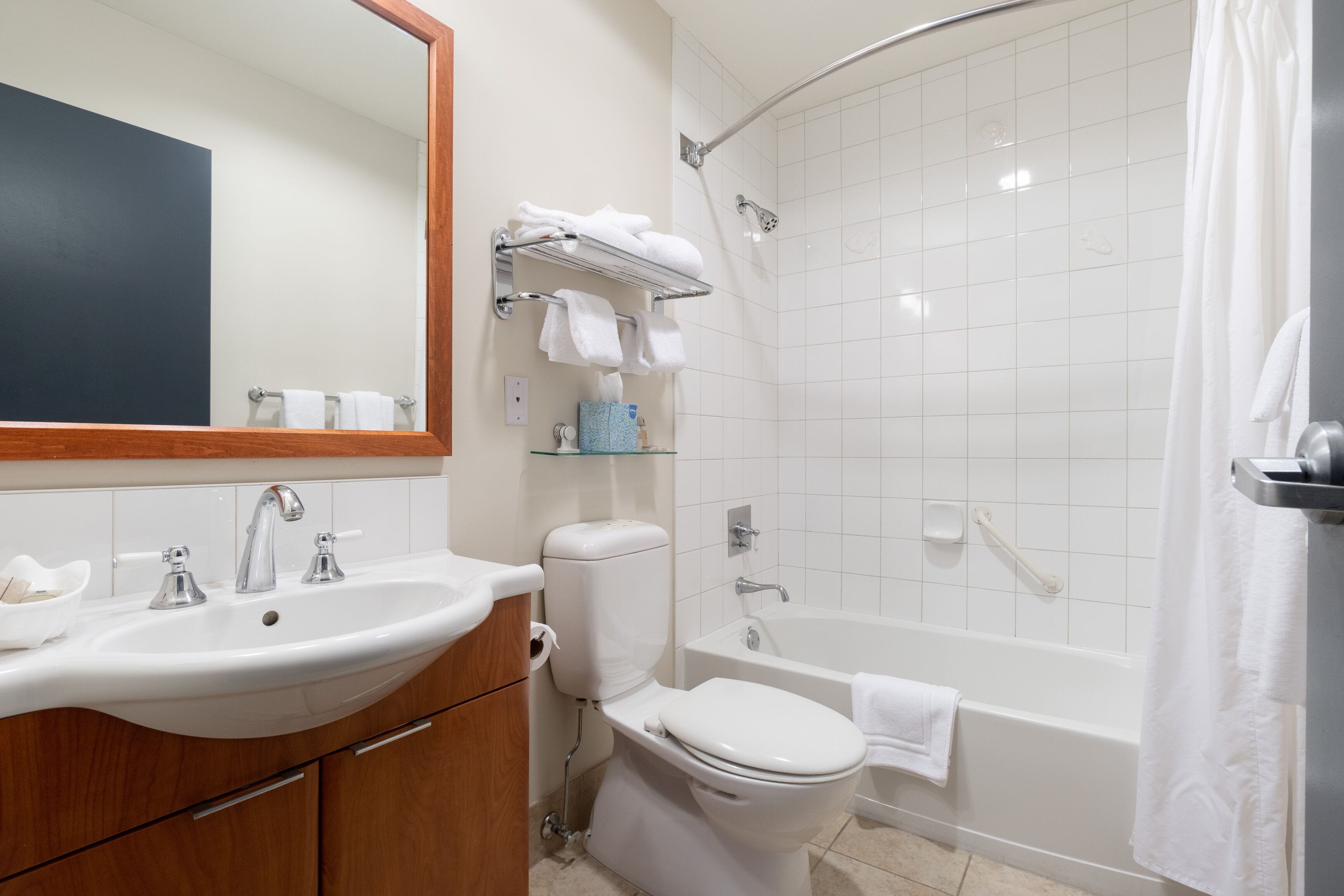 deluxe suite, 1 bedroom | bathroom | combined shower/bathtub, free toiletries, hair dryer, towels